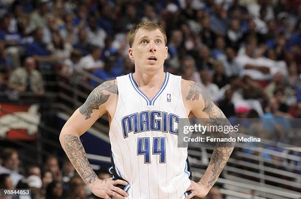 Jason Williams of the Orlando Magic looks on the court against Charlotte Bobcats in Game Two of the Eastern Conference Quarterfinals during the 2010...