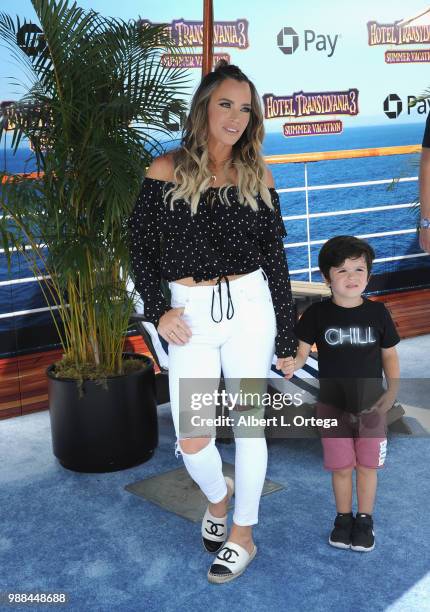 Personality Teddi Jo Mellencamp and son Cruz Arroyave arrive for Columbia Pictures And Sony Pictures Animation's World Premiere Of "Hotel...