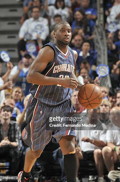 Raymond Felton of the Charlotte Bobcats dribbles the ball downcourt against the Orlando Magic in Game Two of the Eastern Conference Quarterfinals...