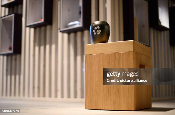 Two urns for horses and dogs can be seen at the nationwide first animal crematory which allows the cremation of horses in Schwaebisch Hall, Germany,...