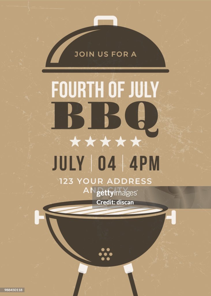 7 月 4 日の BBQ パーティの招待状