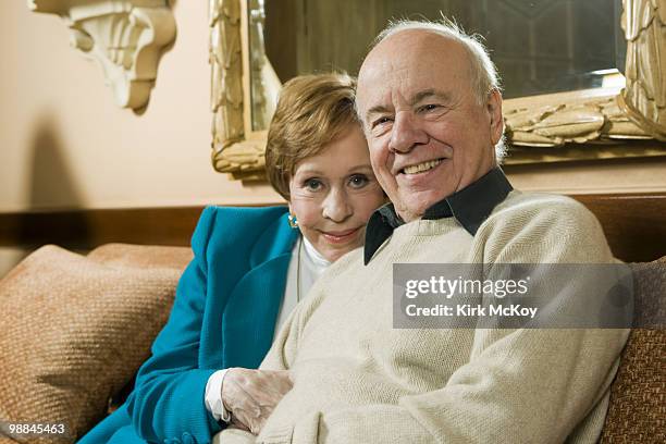 Actors Carol Burnett and Tim Conway pose at a portrait session for the Los Angeles Times in Los Angeles, CA on April 25, 2010. PUBLISHED IMAGE....