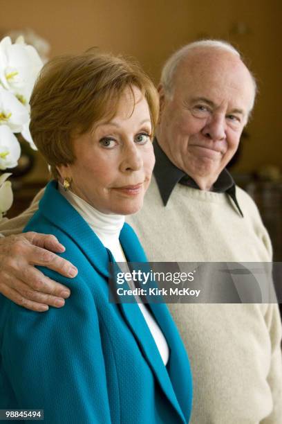 Actors Carol Burnett and Tim Conway pose at a portrait session for the Los Angeles Times in Los Angeles, CA on April 25, 2010. PUBLISHED IMAGE....