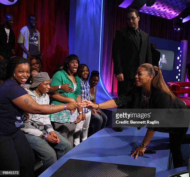 Actress Queen Latifah visits BET's "106 & Park" at BET Studios on May 3, 2010 in New York City.