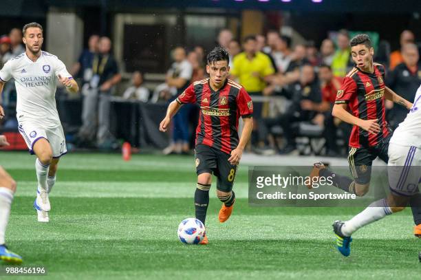 Atlanta United midfielder Ezequiel Barco during an MLS match between the Orlando City and Atlanta United FC on June 30 at Mercedes-Benz Stadium in...