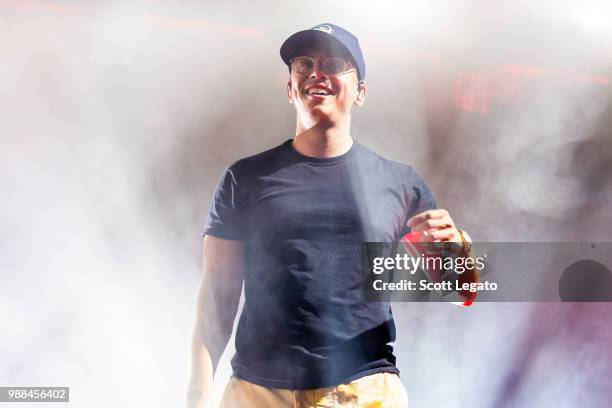 Rapper Logic performs during the Bobby Tarantino vs. Everybody Tour at DTE Energy Center on June 30, 2018 in Clarkston, Michigan.