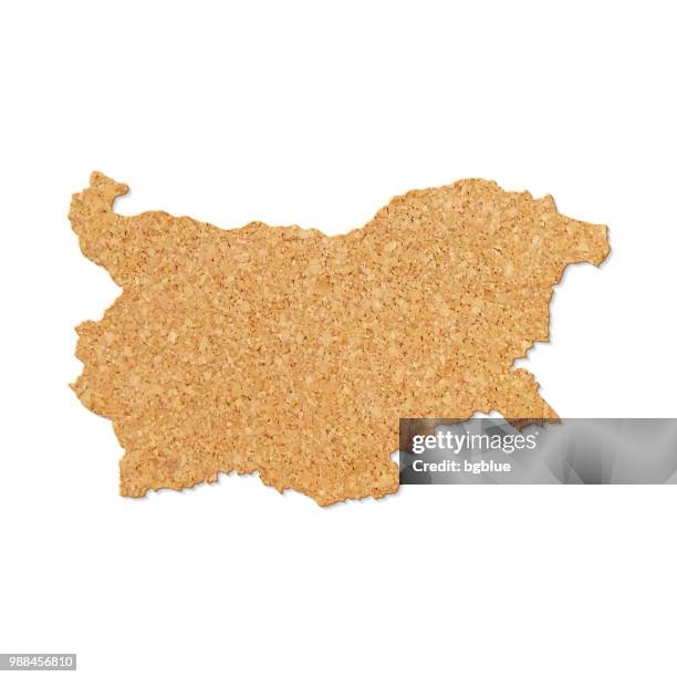 bulgaria map in cork board texture on white background - sofia stock illustrations
