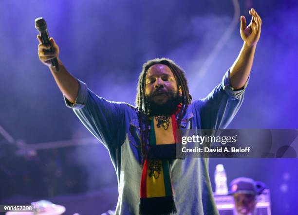 Stephen Marley opens for Rebelution in concert at Veterans United Home Loans Amphitheater at Virginia Beach on June 30, 2018 in Virginia Beach,...