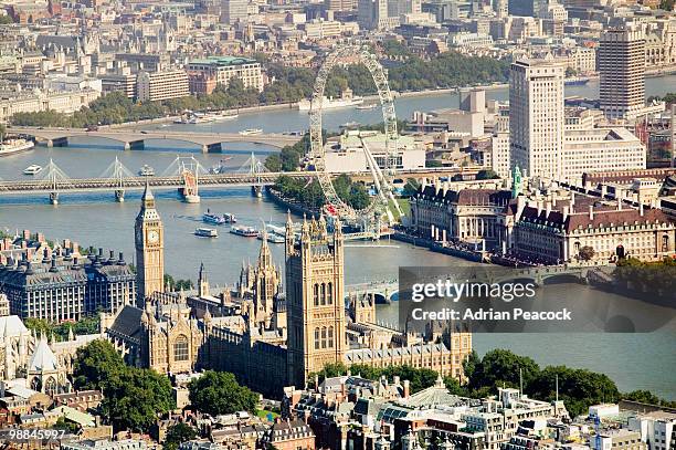 london - london eye aerial view stock pictures, royalty-free photos & images