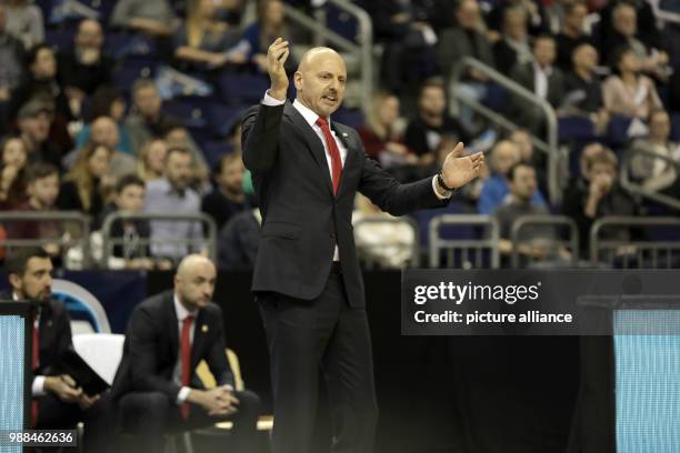 Lokomotive Kuban Krasnodar's coach Sasa Obradovic gesticulates during the Eurocup basketball match between ALBA Berlin and Lok. Kuban Krasnodar at...