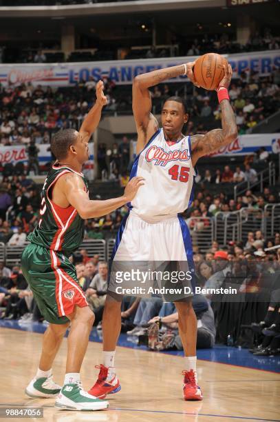 Rasual Butler of the Los Angeles Clippers looks to pass the ball against the Milwaukeee Bucks at Staples Center on March 17, 2010 in Los Angeles,...