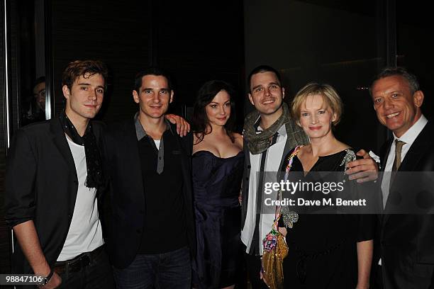 Oliver Farnworth, Matt Zeremes, Anna Skellern, Guy Edmonds, Jane Turner and Simon Burke attend the afterparty of 'Holding The Man', at the Trafalgar...