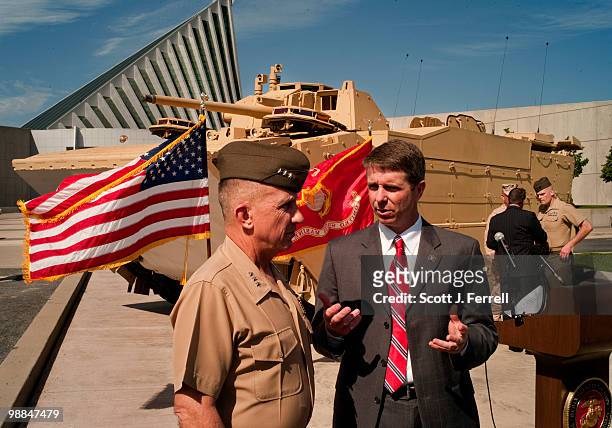 May 4: U.S. Marine Lt. Gen. George J. Flynn, deputy commander for Combat Development and Integration, and Rep. Rob Wittman, R-Va., talk before the...