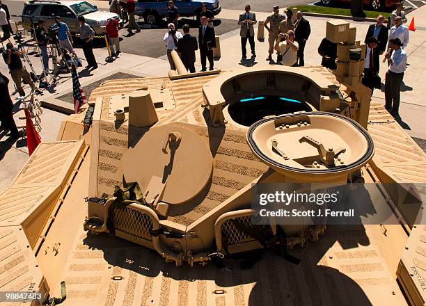 May 4: A view from the top of the U.S. Marines' newest Expeditionary Fighting Vehicle prototype as it sits in front of the National Museum of the...