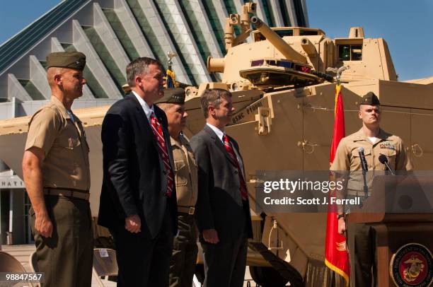 May 4: Col. Keith M. Moore, program manager for Advanced Amphibious Assault, William E. Taylor, of Program Executive Officer Land Systems, Lt. Gen....