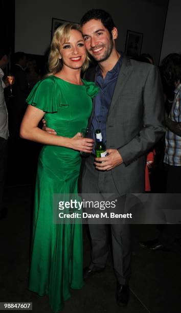 Tamzin Outhwaite and Tom Ellis attend the afterparty following the press night of 'Sweet Charity', at the National Portrait Cafe on May 4, 2010 in...