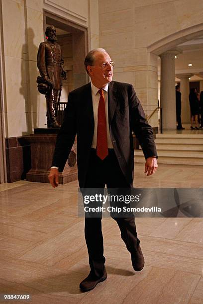 Sen. Jay Rockefeller arrives for a briefing from Obama Administration officials about the Gulf of Mexico oil spill at the U.S. Capitol May 4, 2010 in...