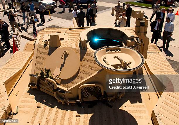 May 4: A view from the top of the U.S. Marines' newest Expeditionary Fighting Vehicle prototype as it sits in front of the National Museum of the...