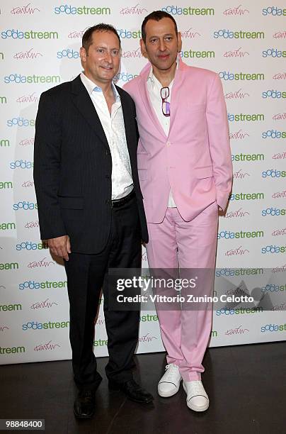 Daniel Birnbaum and Karim Rashid attend the Sodastream Karim Party held at T35 on May 4, 2010 in Milan, Italy.