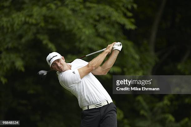 Quail Hollow Championship: Dustin Johnson in action, drive from tee on No 5 during Saturday play at Quail Hollow Club. Charlotte, NC 5/1/2010 CREDIT:...