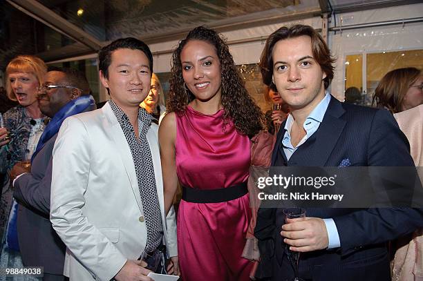 Jason Lee, Alia Al-Senussi and Carlo Berardi attend the Foundation of Contemporary Art's 5th anniversary exhibition on May 4, 2010 in London, England.