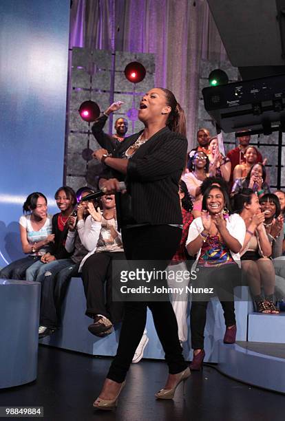 Queen Latifah visits BET's "106 & Park" at BET Studios on May 3, 2010 in New York City.