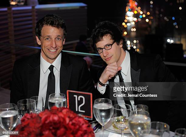 Seth Meyers and Andy Samberg attend Time's 100 most influential people in the world gala at Frederick P. Rose Hall, Jazz at Lincoln Center on May 4,...