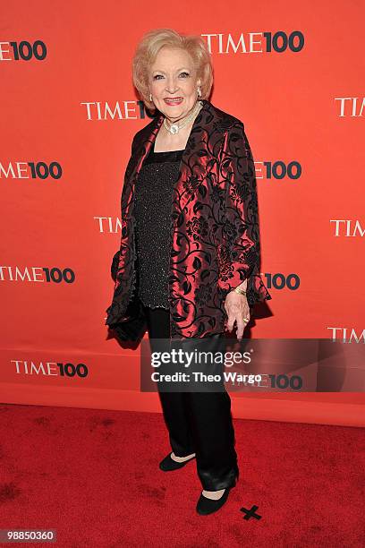 Actress Betty White attends Time's 100 most influential people in the world gala at Frederick P. Rose Hall, Jazz at Lincoln Center on May 4, 2010 in...