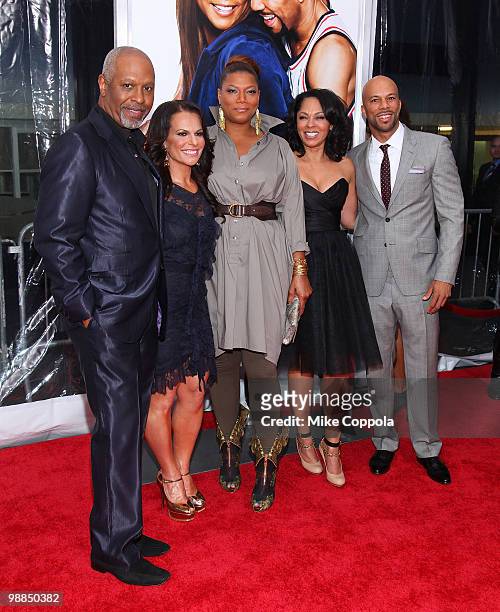 Actor James Pickens Jr., Director Sanaa Hamri, rapper/actress Queen Latifah, producer Debra Martin Chase, and actor/rapper Common attend the premiere...