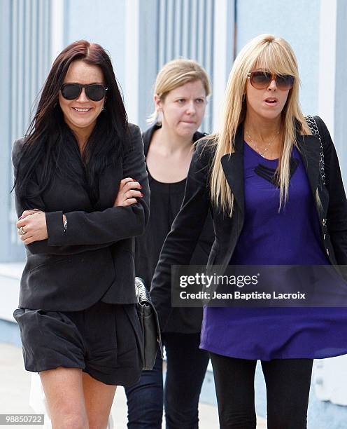 Lindsay Lohan and Dina Lohan are seen leaving the court house in Santa Monica on May 4, 2010 in Los Angeles, California. Lindsay Lohan was in court...