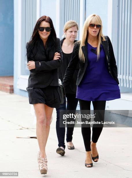 Lindsay Lohan and Dina Lohan are seen leaving the court house in Santa Monica on May 4, 2010 in Los Angeles, California. Lindsay Lohan was in court...