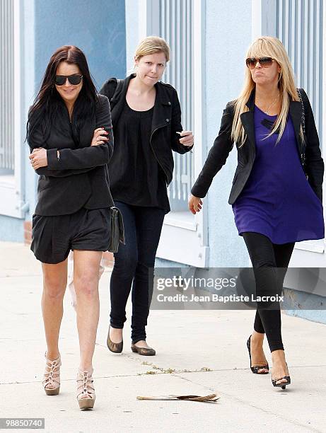 Lindsay Lohan and Dina Lohan are seen leaving the court house in Santa Monica on May 4, 2010 in Los Angeles, California. Lindsay Lohan was in court...