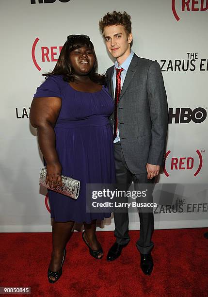 Actors Gabourey Sidibe and Hayden Christensen attend the New York premiere of "The Lazarus Effect" at The Museum of Modern Art on May 4, 2010 in New...