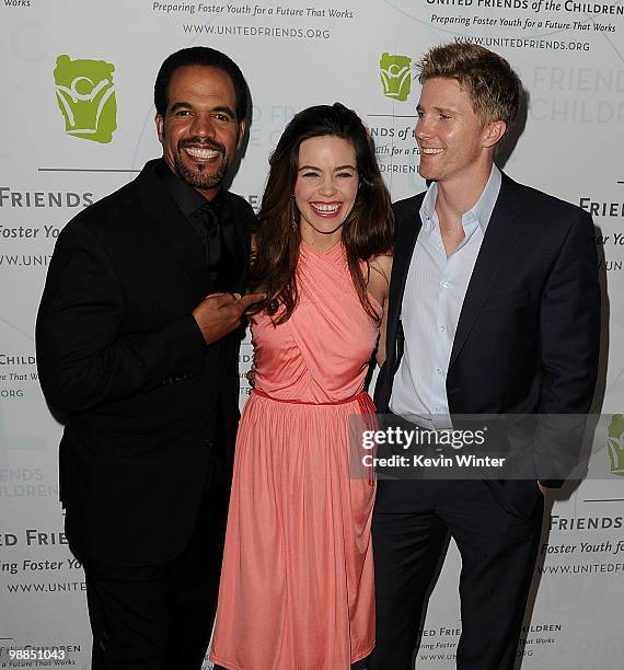 Actor Kristoff St John, actress Amelia Heinle, and actor Thad Luckinbill arrive at the United Friends of the Children's Brass Ring Awards Dinner 2010...