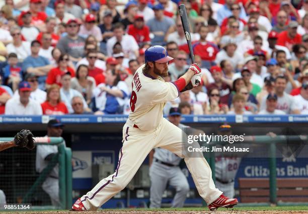 Jayson Werth of the Philadelphia Phillies bats against the New York Mets at Citizens Bank Park on May 1, 2010 in Philadelphia, Pennsylvania.
