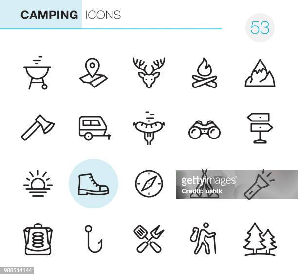 露營圖元完美圖示 - 背包客 幅插畫檔、美工圖案、卡通及圖標