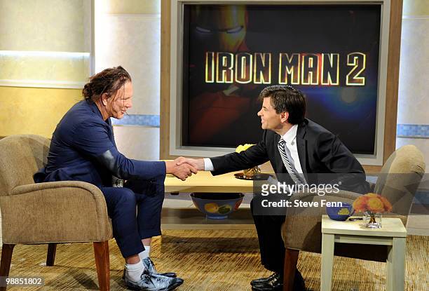 Mickey Rourke talks about his role in "Iron Man 2" on "Good Morning America," 5.4.10 on the Walt Disney Television via Getty Images Television...