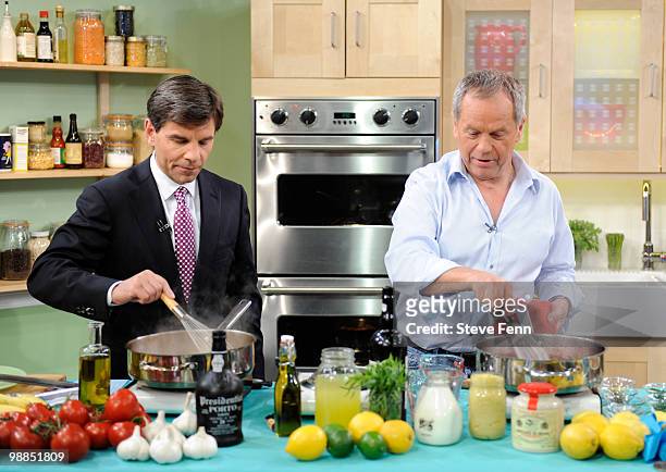 Wolfgang Puck prepares pan-roasted chicken and Chinois chicken salad on "Good Morning America," 5.3.10 on the Walt Disney Television via Getty Images...