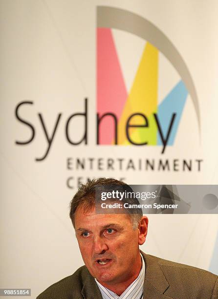 Sydney Kings head coach Ian Robilliard speaks to the media during a Sydney Kings NBL Press Conference at Sydney Entertainment Centre on May 5, 2010...