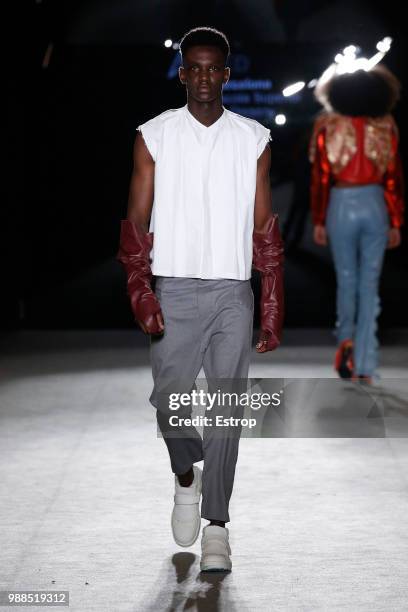 Model walks the runway at the IED Barcelona show during the Barcelona 080 Fashion Week on June 29, 2018 in Barcelona, Spain.