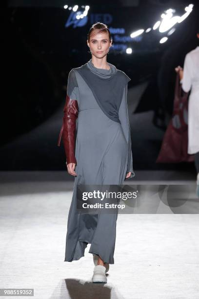 Model walks the runway at the IED Barcelona show during the Barcelona 080 Fashion Week on June 29, 2018 in Barcelona, Spain.