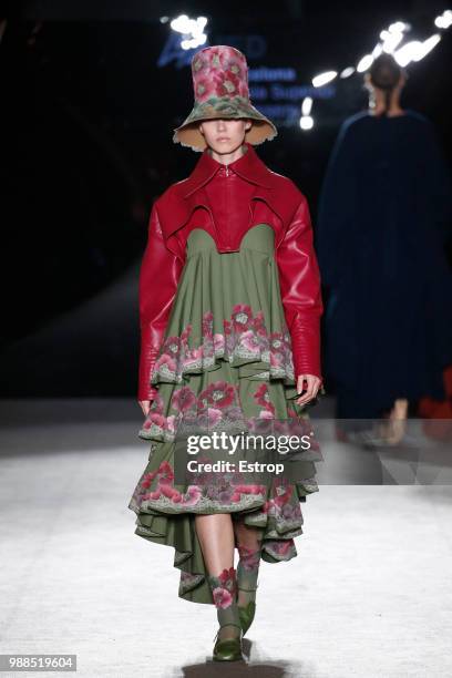 Model walks the runway at the IED Barcelona show during the Barcelona 080 Fashion Week on June 29, 2018 in Barcelona, Spain.