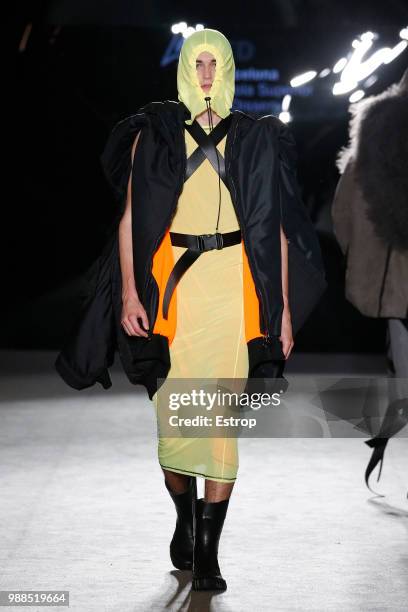 Model walks the runway at the IED Barcelona show during the Barcelona 080 Fashion Week on June 29, 2018 in Barcelona, Spain.