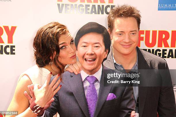 Actress Brooke Shields and actor Brendan Fraser attend the premiere of "Furry Vengeance" at Mann Bruin Theatre on April 18, 2010 in Westwood,...