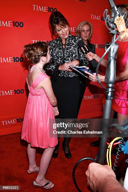 Politician Sarah Palin and daughter Piper Palin attend the 2010 TIME 100 Gala at the Time Warner Center on May 4, 2010 in New York City.