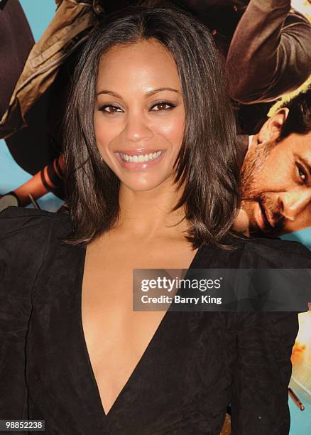 Actress Zoe Saldana arrives to the Los Angeles Premiere "The Losers" at Grauman's Chinese Theatre on April 20, 2010 in Hollywood, California.