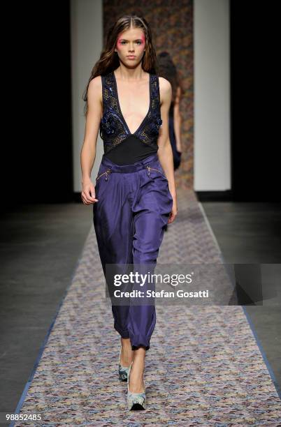 Model showcases designs by Alice McCall on the catwalk on the third day of Rosemount Australian Fashion Week Spring/Summer 2010/11 at the Overseas...