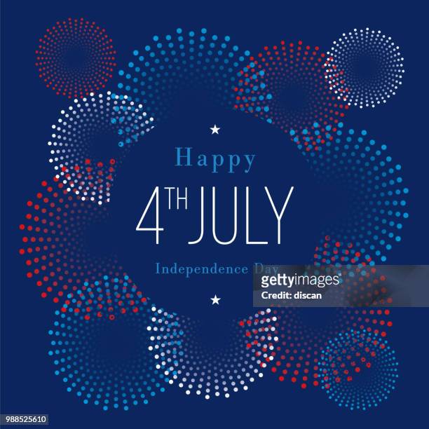 stockillustraties, clipart, cartoons en iconen met uitnodiging voor fourth of july feestje met vuurwerk - american flag fireworks