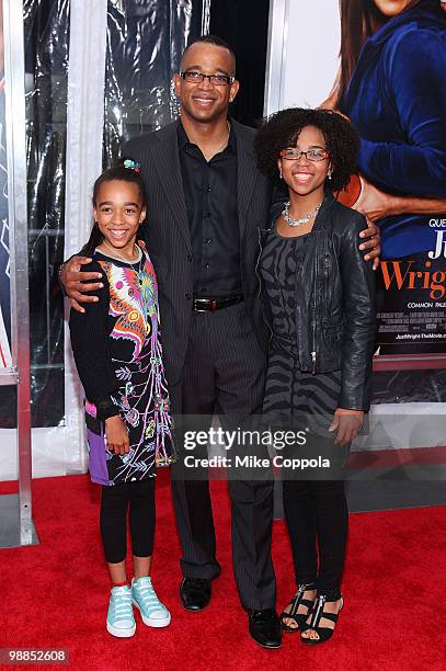 Syndey Scott, ESPN Sportscaster Stuart Scott, and Taylor Scott attend the premiere of "Just Wright" at Ziegfeld Theatre on May 4, 2010 in New York...