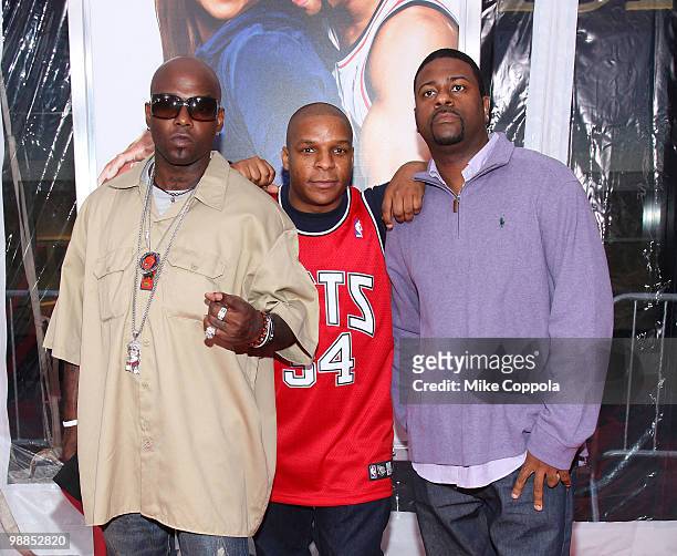 Rappers Treach, Vin Rock, DJ Kay Gee of the hip hop group Naughty by Nature attend the premiere of "Just Wright" at Ziegfeld Theatre on May 4, 2010...